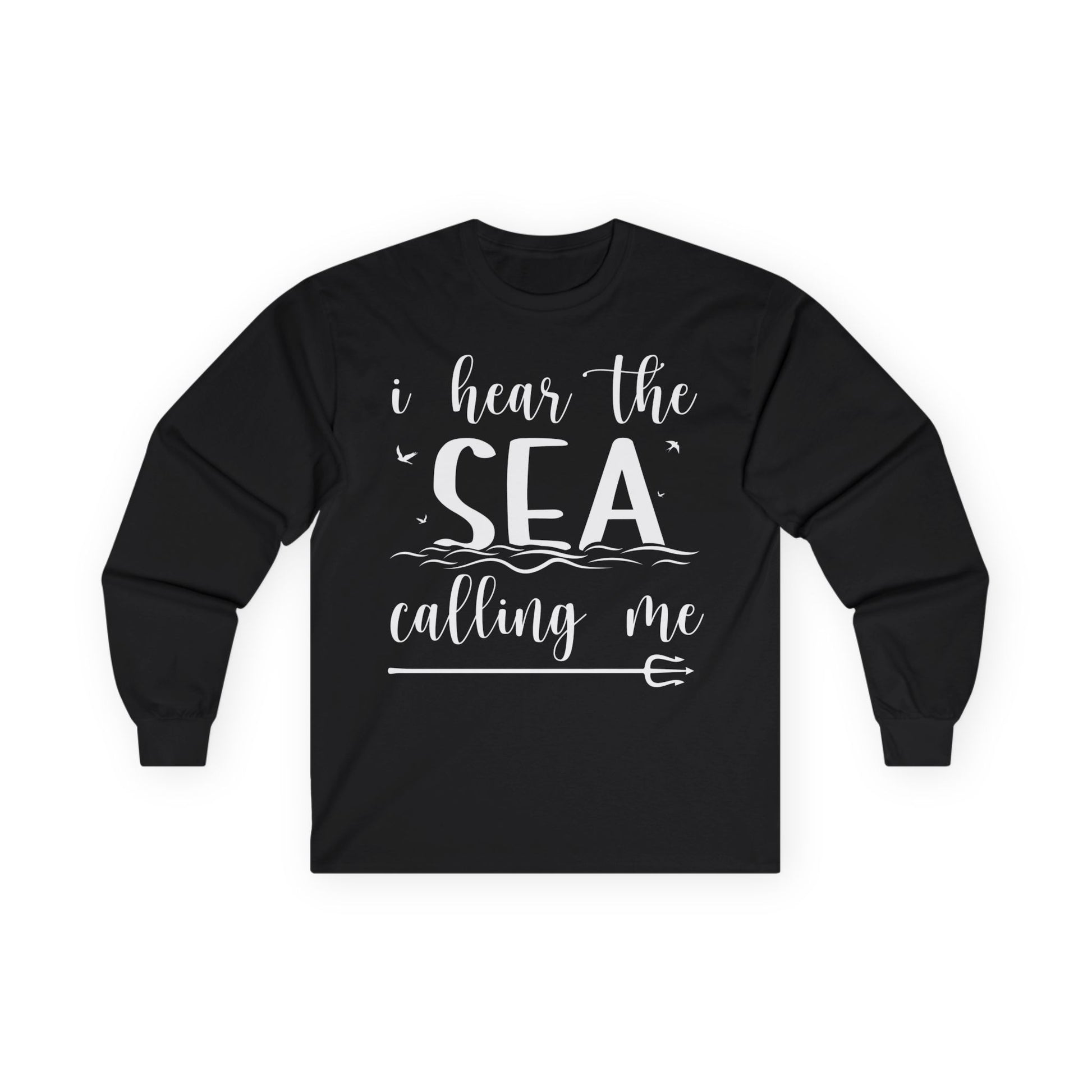 Sea Calling Nautical Beach Quote Shirt With Waves And Birds Art Long Sleeve - Best Cruise Shirts
