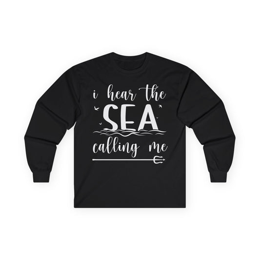 Sea Calling Nautical Beach Quote Shirt With Waves And Birds Art Long Sleeve - Best Cruise Shirts