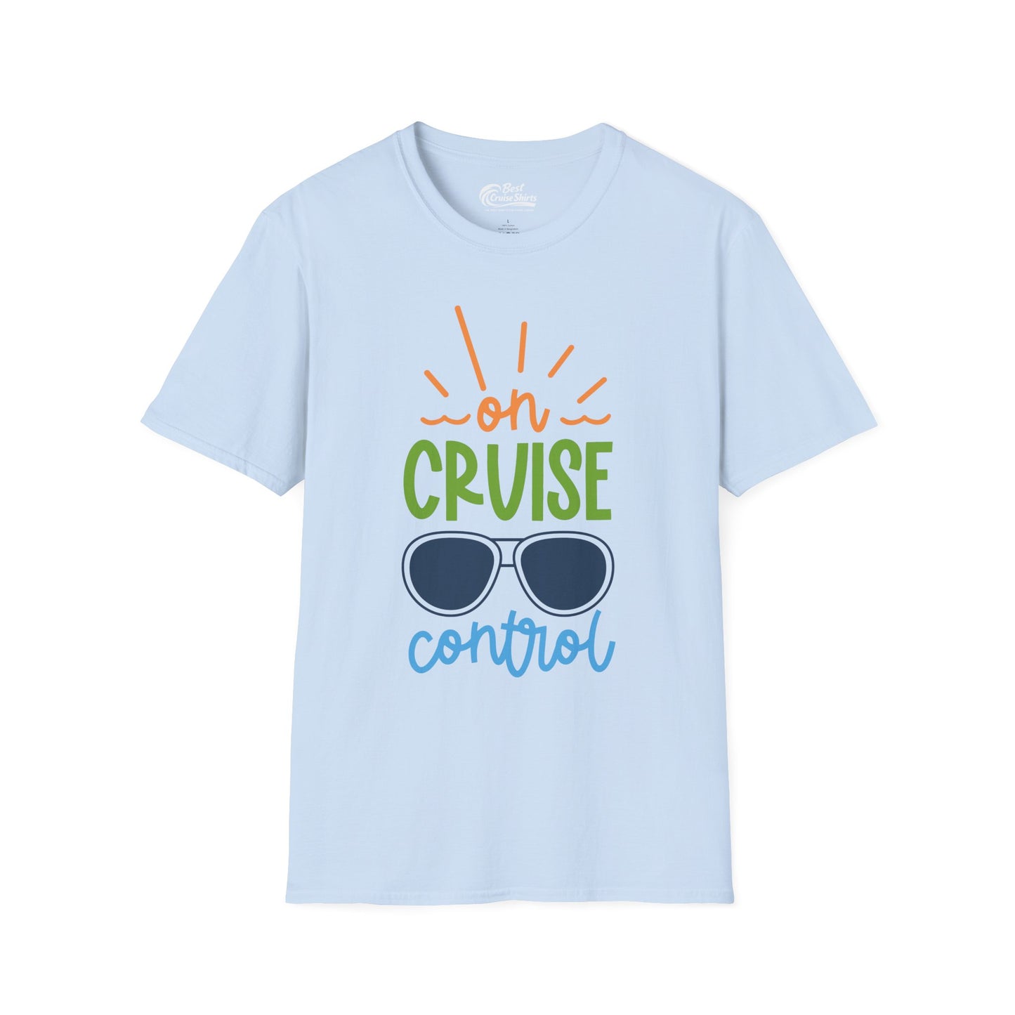 On Cruise Control Shirt - Bold Sunglasses Vacation Relaxation Design — T-Shirt