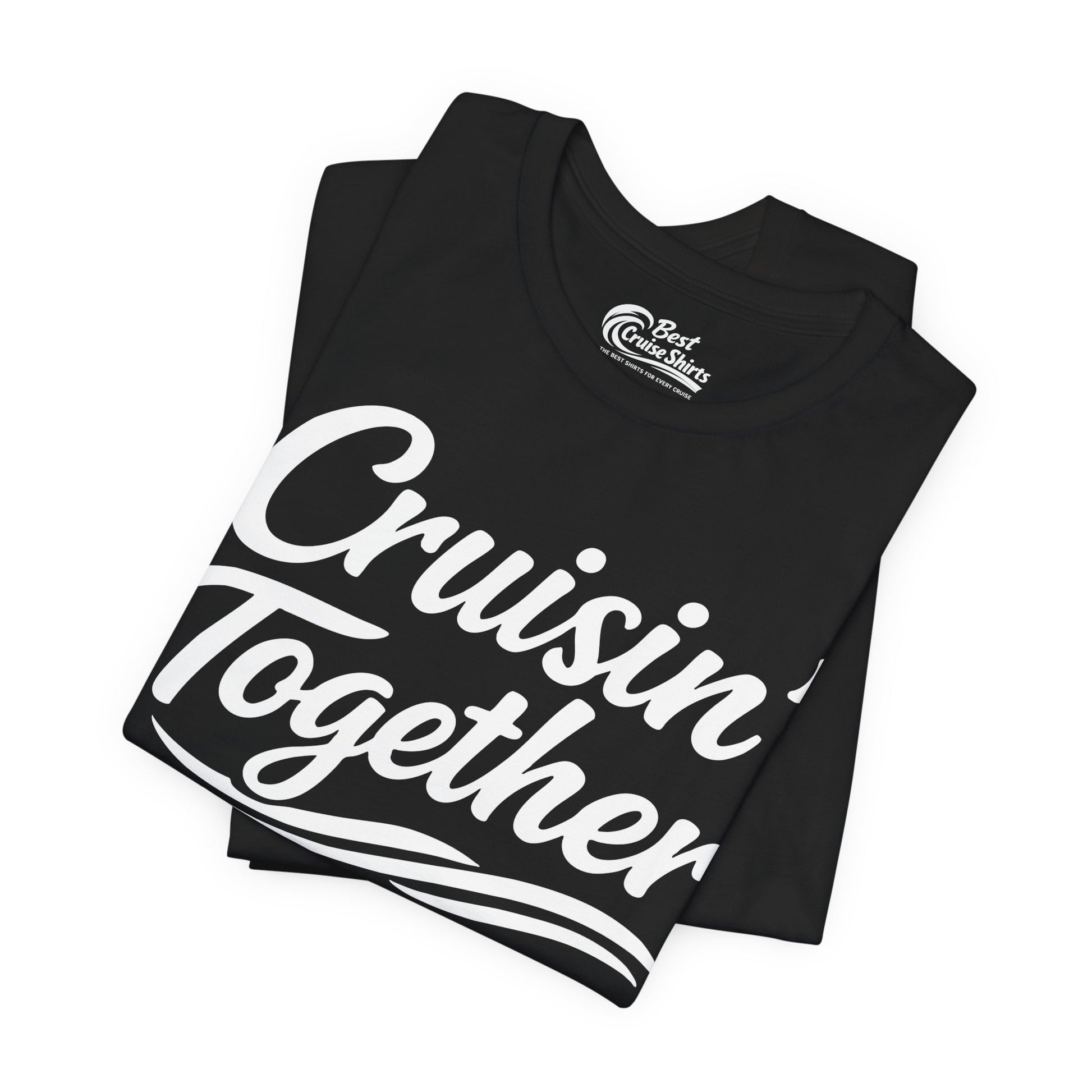 Cruisin Together Group Unity Shirt with Bold Script and Wave Design Premium Tee - View 9 - Best Cruise Shirts