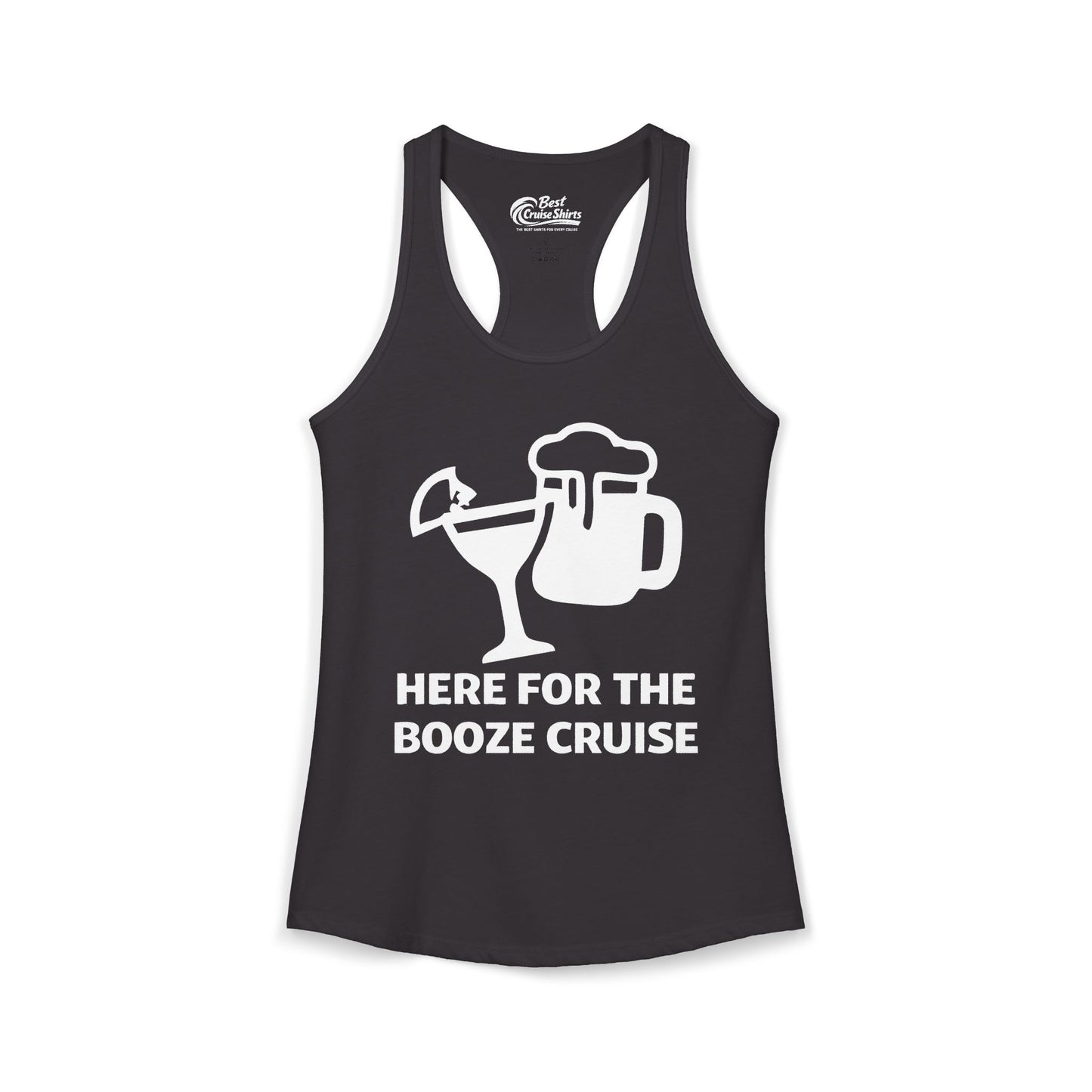 Here For The Booze Cruise Funny Drinking Team Party Shirt Ladies Tank - Best Cruise Shirts