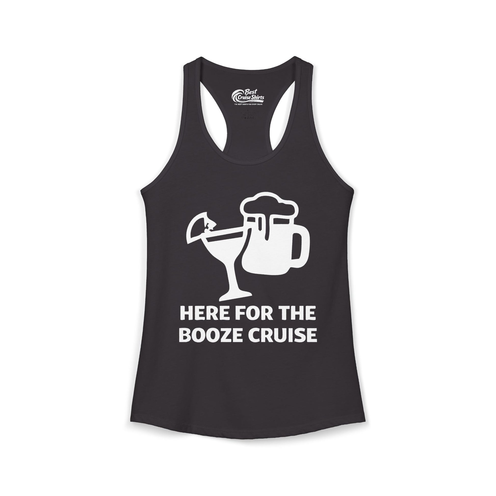 Here For The Booze Cruise Funny Drinking Team Party Shirt Ladies Tank - Best Cruise Shirts
