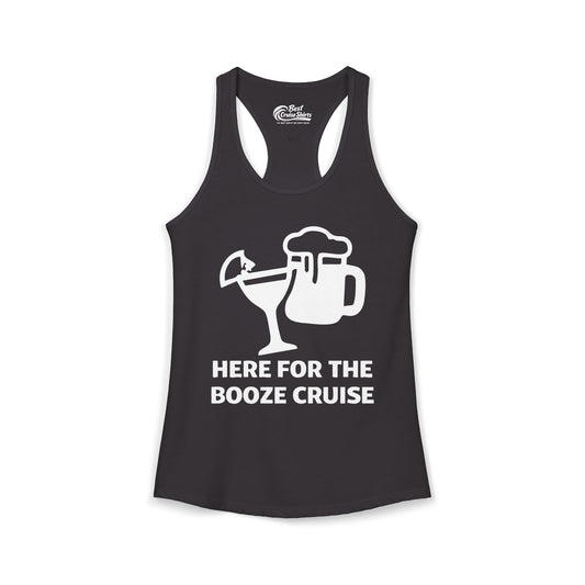 Here For The Booze Cruise Funny Drinking Team Party Shirt Ladies Tank - Best Cruise Shirts