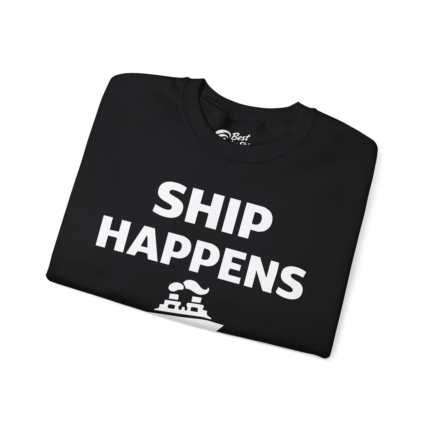Ship Happens Shirt - Funny Cruise Ship Pun Tee With Simple Ship Graphic Sweatshirt - View 3 - Best Cruise Shirts