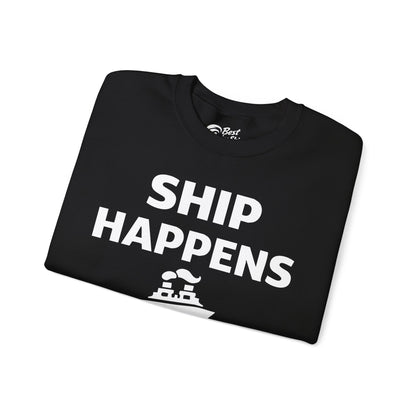 Ship Happens Shirt - Funny Cruise Ship Pun Tee With Simple Ship Graphic Sweatshirt - View 3 - Best Cruise Shirts