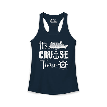It’s Cruise Time Shirt - Nautical Ship Anchor Wheel Bold Graphic Ladies Tank - View 7 - Best Cruise Shirts