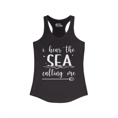 Sea Calling Nautical Beach Quote Shirt With Waves And Birds Art Ladies Tank - View 2 - Best Cruise Shirts