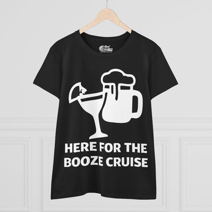 Here For The Booze Cruise Funny Drinking Team Party Shirt Ladies Tee - View 3 - Best Cruise Shirts