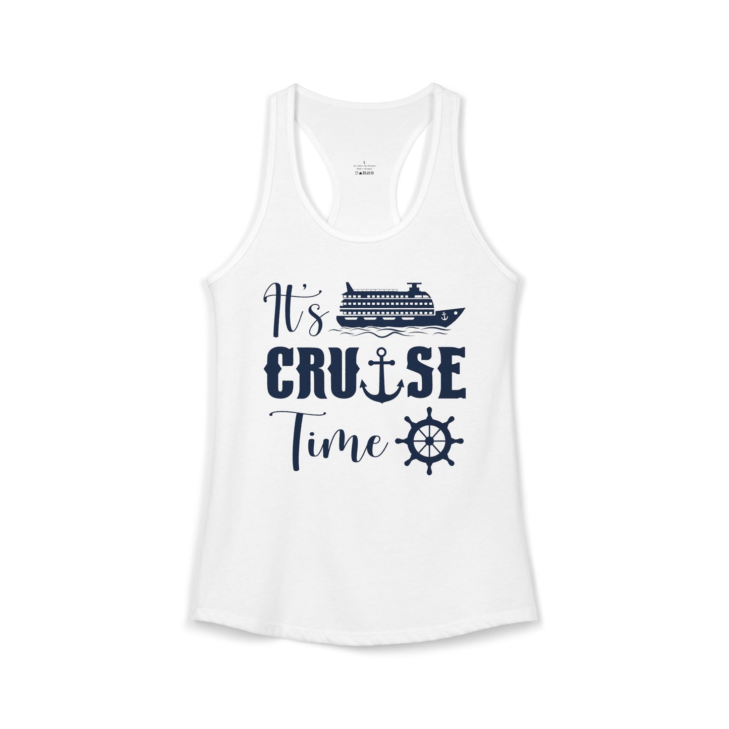 It’s Cruise Time Shirt - Nautical Ship Anchor Wheel Bold Graphic Ladies Tank - View 2 - Best Cruise Shirts