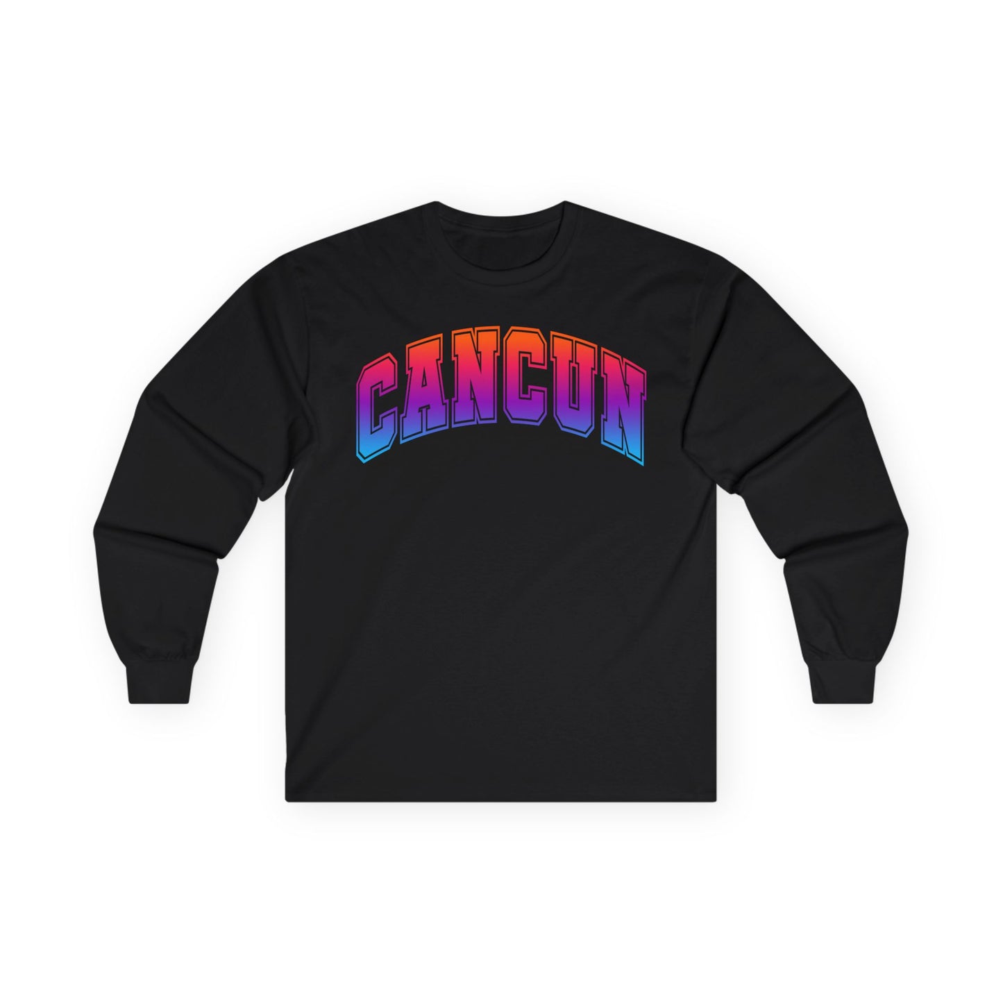 Cancun Mexico Bold Collegiate Style Shirt - Colorful Gradient Spring Break Long Sleeve - Best Cruise Shirts
