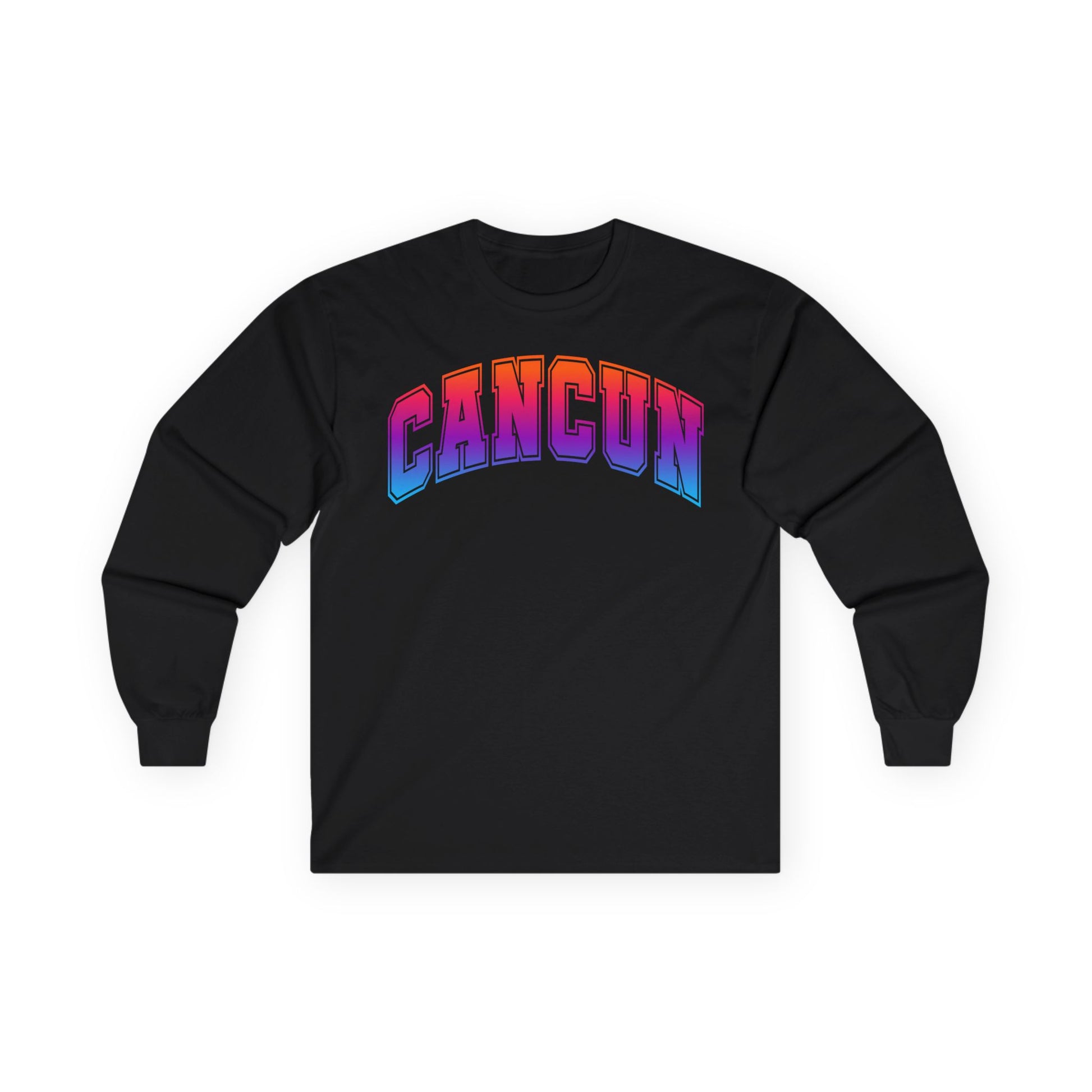 Cancun Mexico Bold Collegiate Style Shirt - Colorful Gradient Spring Break Long Sleeve - Best Cruise Shirts