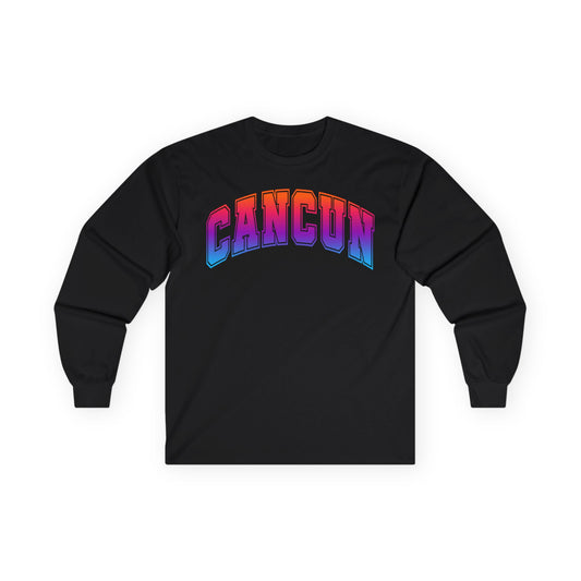 Cancun Mexico Bold Collegiate Style Shirt - Colorful Gradient Spring Break Long Sleeve - Best Cruise Shirts