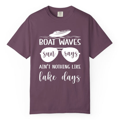 Lake Days Shirt - Fun Lake Life & Boating Summer Vibes Tee (Comfort Color) in Berry - Boat Waves Sun Rays Lake Days Summer Lake Life Shirt