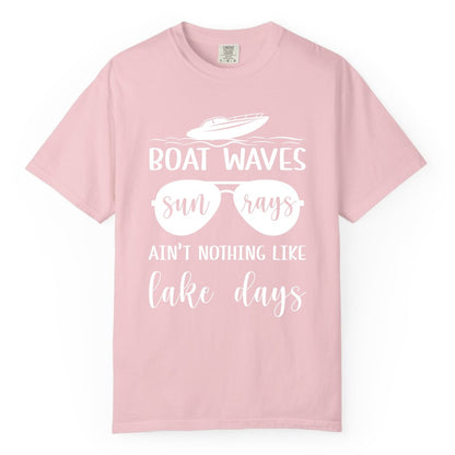 Lake Days Shirt - Fun Lake Life & Boating Summer Vibes Tee (Comfort Color) in Blossom - Boat Waves Sun Rays Lake Days Summer Lake Life Shirt