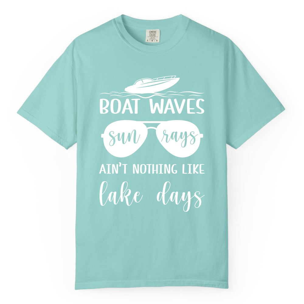 Lake Days Shirt - Fun Lake Life & Boating Summer Vibes Tee (Comfort Color) in Chalky Mint - Boat Waves Sun Rays Lake Days Summer Lake Life Shirt