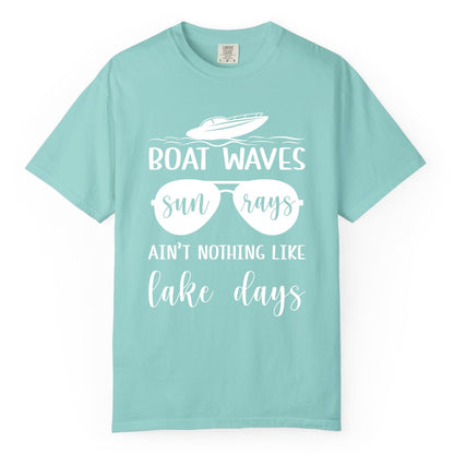 Lake Days Shirt - Fun Lake Life & Boating Summer Vibes Tee (Comfort Color) in Chalky Mint - Boat Waves Sun Rays Lake Days Summer Lake Life Shirt
