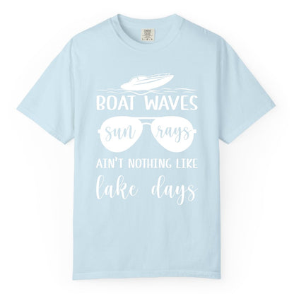 Lake Days Shirt - Fun Lake Life & Boating Summer Vibes Tee (Comfort Color) in Chambray - Boat Waves Sun Rays Lake Days Summer Lake Life Shirt