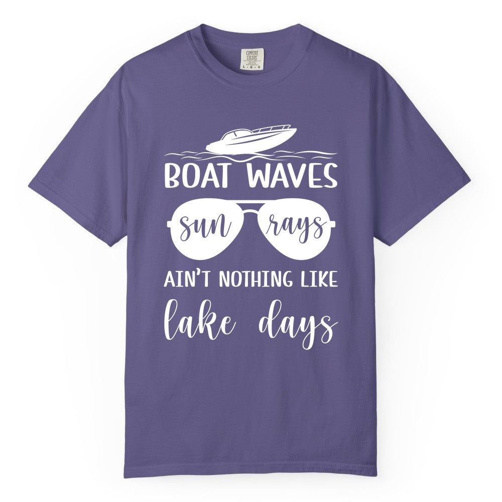Lake Days Shirt - Fun Lake Life & Boating Summer Vibes Tee (Comfort Color) in Grape - Boat Waves Sun Rays Lake Days Summer Lake Life Shirt