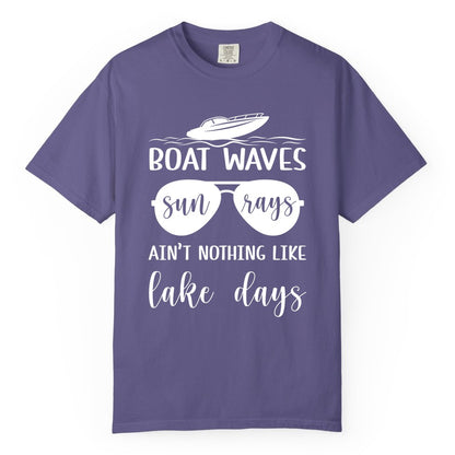 Lake Days Shirt - Fun Lake Life & Boating Summer Vibes Tee (Comfort Color) in Grape - Boat Waves Sun Rays Lake Days Summer Lake Life Shirt