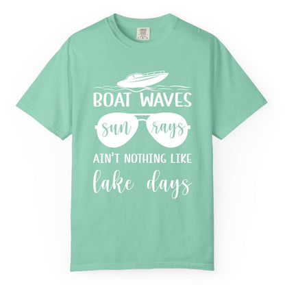 Lake Days Shirt - Fun Lake Life & Boating Summer Vibes Tee (Comfort Color) in Island Reef - Boat Waves Sun Rays Lake Days Summer Lake Life Shirt