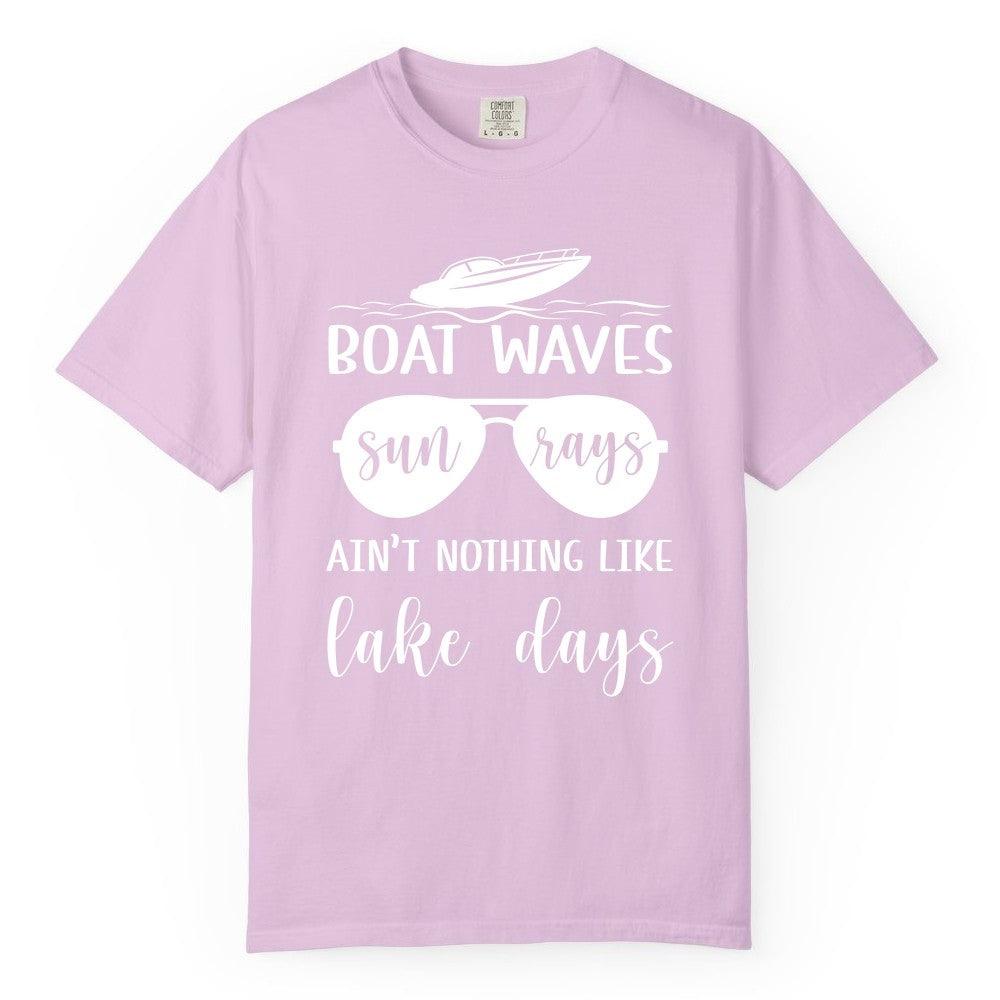 Lake Days Shirt - Fun Lake Life & Boating Summer Vibes Tee (Comfort Color) in Orchid - Boat Waves Sun Rays Lake Days Summer Lake Life Shirt