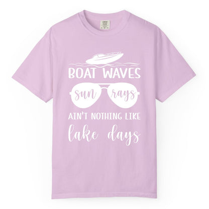 Lake Days Shirt - Fun Lake Life & Boating Summer Vibes Tee (Comfort Color) in Orchid - Boat Waves Sun Rays Lake Days Summer Lake Life Shirt
