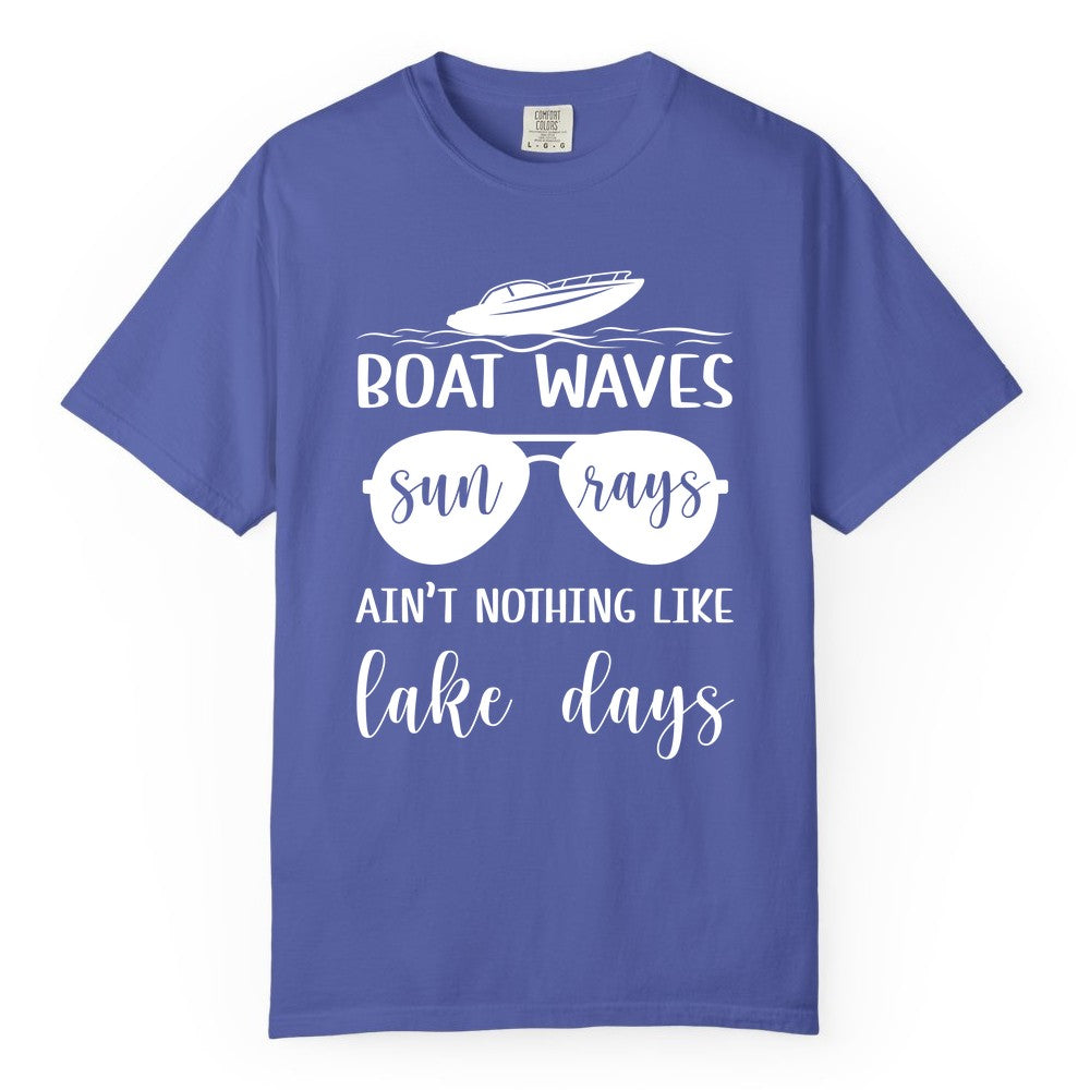 Lake Days Shirt - Fun Lake Life & Boating Summer Vibes Tee (Comfort Color) in Periwinkle - Boat Waves Sun Rays Lake Days Summer Lake Life Shirt