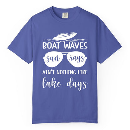 Lake Days Shirt - Fun Lake Life & Boating Summer Vibes Tee (Comfort Color) in Periwinkle - Boat Waves Sun Rays Lake Days Summer Lake Life Shirt