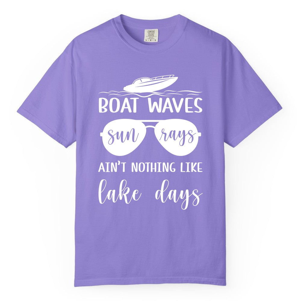 Lake Days Shirt - Fun Lake Life & Boating Summer Vibes Tee (Comfort Color) in Violet - Boat Waves Sun Rays Lake Days Summer Lake Life Shirt