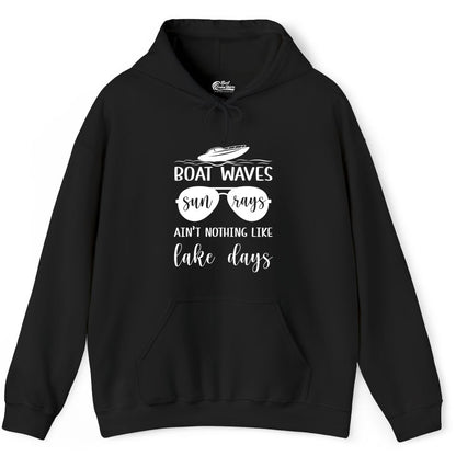 Lake Days Shirt - Fun Lake Life & Boating Summer Vibes Tee (Hoodie) in Black - Boat Waves Sun Rays Lake Days Summer Lake Life Shirt