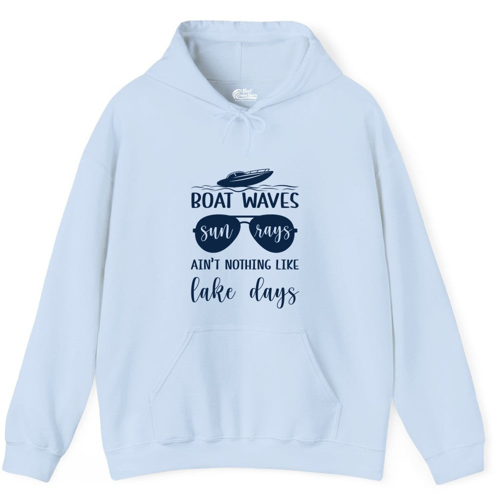 Lake Days Shirt - Fun Lake Life & Boating Summer Vibes Tee (Hoodie) in Light Blue - Boat Waves Sun Rays Lake Days Summer Lake Life Shirt