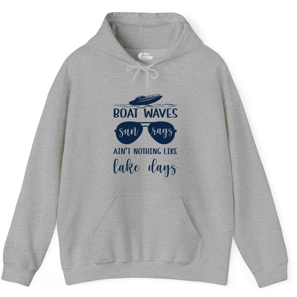 Lake Days Shirt - Fun Lake Life & Boating Summer Vibes Tee (Hoodie) in Sport Grey - Boat Waves Sun Rays Lake Days Summer Lake Life Shirt