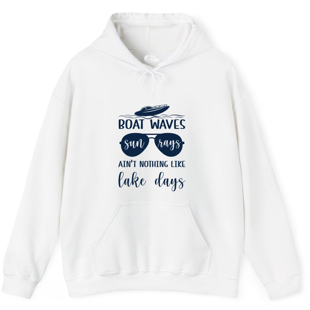 Lake Days Shirt - Fun Lake Life & Boating Summer Vibes Tee (Hoodie) in White - Boat Waves Sun Rays Lake Days Summer Lake Life Shirt