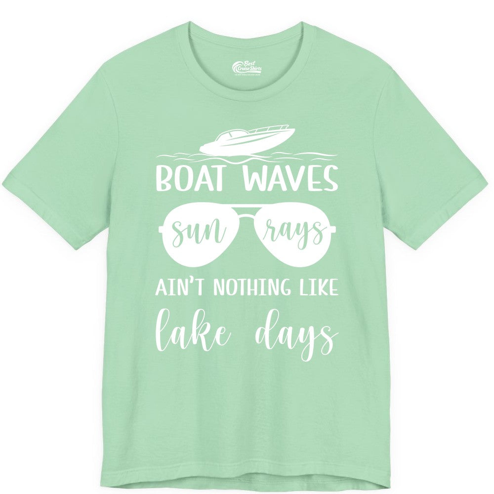 Lake Days Shirt - Fun Lake Life & Boating Summer Vibes Tee (Premium Tee) in Mint - Boat Waves Sun Rays Lake Days Summer Lake Life Shirt