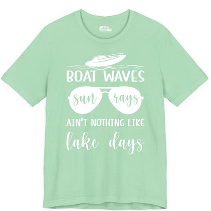 Lake Days Shirt - Fun Lake Life & Boating Summer Vibes Tee (Premium Tee) in Mint - Boat Waves Sun Rays Lake Days Summer Lake Life Shirt