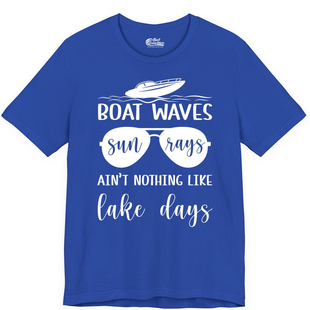 Lake Days Shirt - Fun Lake Life & Boating Summer Vibes Tee (Premium Tee) in True Royal - Boat Waves Sun Rays Lake Days Summer Lake Life Shirt