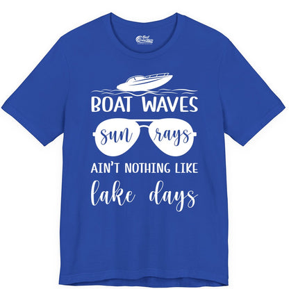 Lake Days Shirt - Fun Lake Life & Boating Summer Vibes Tee (Premium Tee) in True Royal - Boat Waves Sun Rays Lake Days Summer Lake Life Shirt