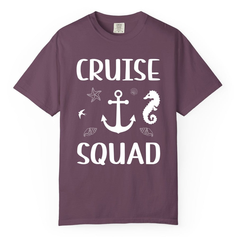 Cruise Squad Shirt - Nautical Group Shirt for Family Cruise Fun (Comfort Color) in Berry - Cruise Squad Shirt - Nautical Anchor Marine Animals Group Vacation Tee