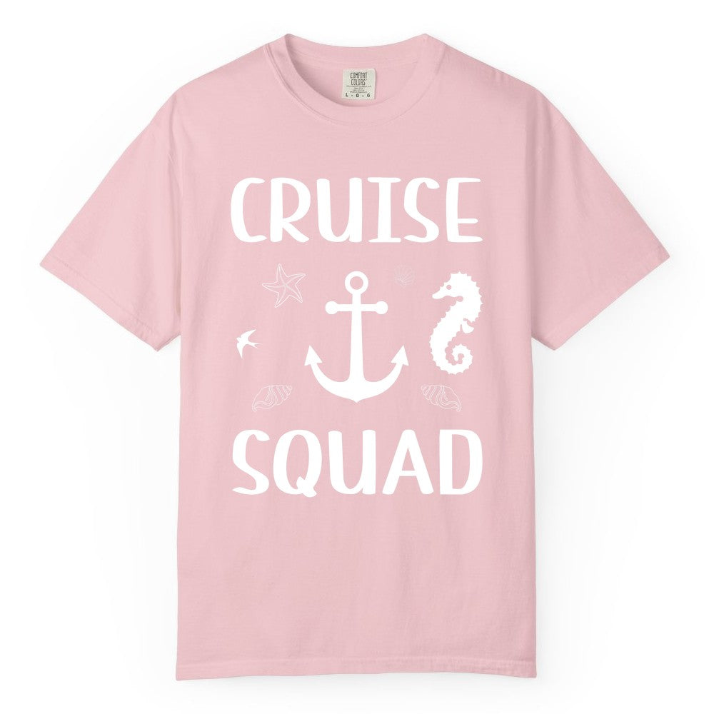 Cruise Squad Shirt - Nautical Group Shirt for Family Cruise Fun (Comfort Color) in Blossom - Cruise Squad Shirt - Nautical Anchor Marine Animals Group Vacation Tee