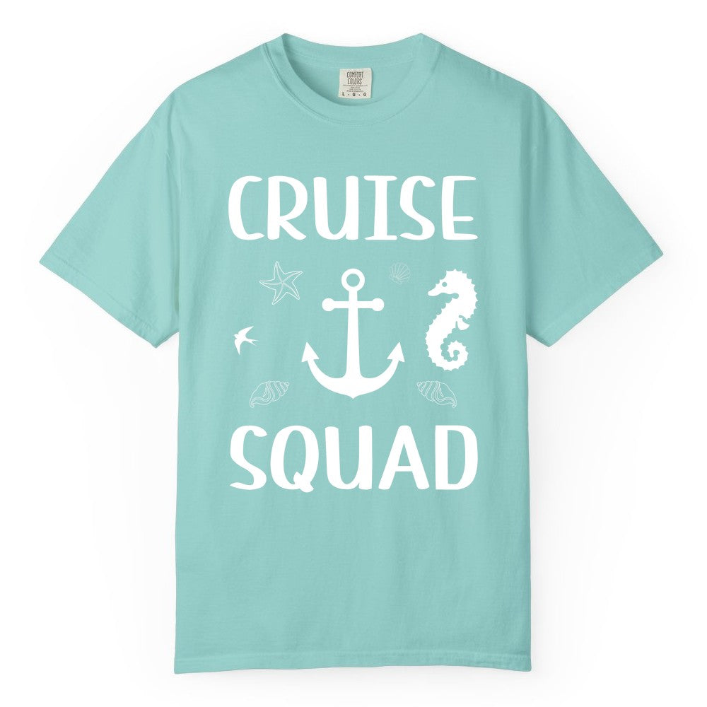Cruise Squad Shirt - Nautical Group Shirt for Family Cruise Fun (Comfort Color) in Chalky Mint - Cruise Squad Shirt - Nautical Anchor Marine Animals Group Vacation Tee