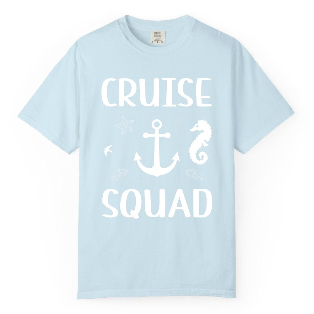 Cruise Squad Shirt - Nautical Group Shirt for Family Cruise Fun (Comfort Color) in Chambray - Cruise Squad Shirt - Nautical Anchor Marine Animals Group Vacation Tee