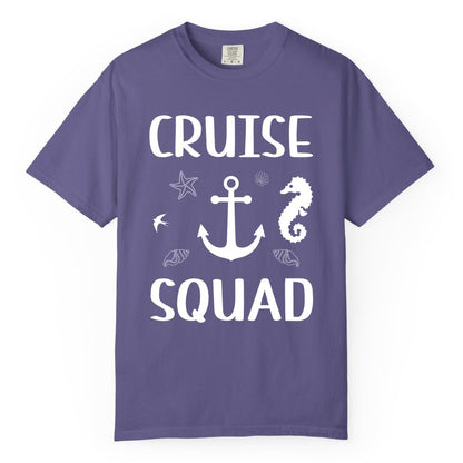 Cruise Squad Shirt - Nautical Group Shirt for Family Cruise Fun (Comfort Color) in Grape - Cruise Squad Shirt - Nautical Anchor Marine Animals Group Vacation Tee
