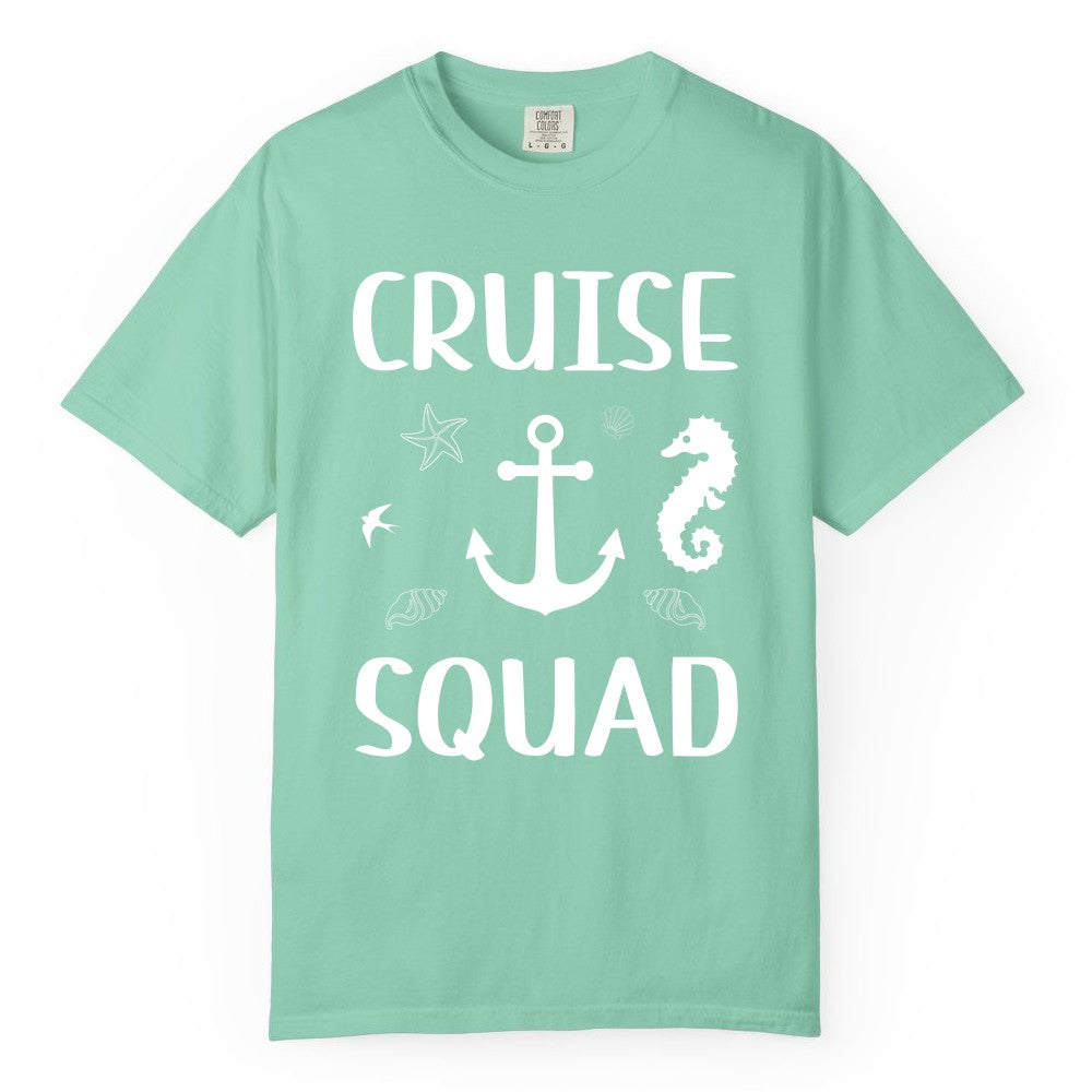 Cruise Squad Shirt - Nautical Group Shirt for Family Cruise Fun (Comfort Color) in Island Reef - Cruise Squad Shirt - Nautical Anchor Marine Animals Group Vacation Tee