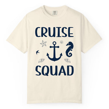Cruise Squad Shirt - Nautical Group Shirt for Family Cruise Fun (Comfort Color) in Ivory - Cruise Squad Shirt - Nautical Anchor Marine Animals Group Vacation Tee
