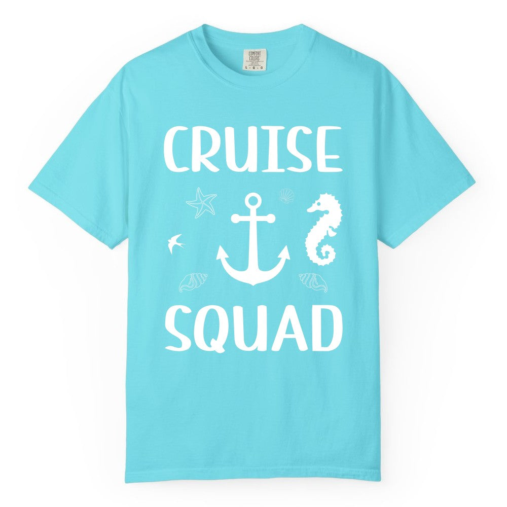 Cruise Squad Shirt - Nautical Group Shirt for Family Cruise Fun (Comfort Color) in Lagoon Blue - Cruise Squad Shirt - Nautical Anchor Marine Animals Group Vacation Tee