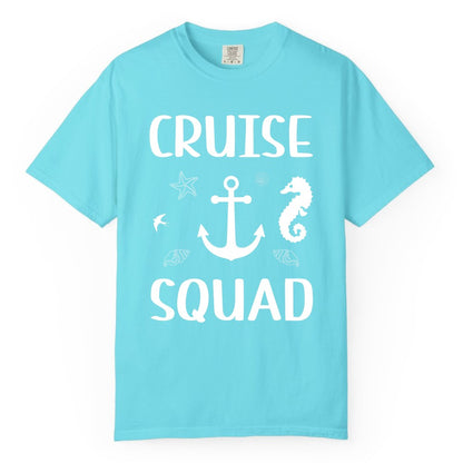 Cruise Squad Shirt - Nautical Group Shirt for Family Cruise Fun (Comfort Color) in Lagoon Blue - Cruise Squad Shirt - Nautical Anchor Marine Animals Group Vacation Tee