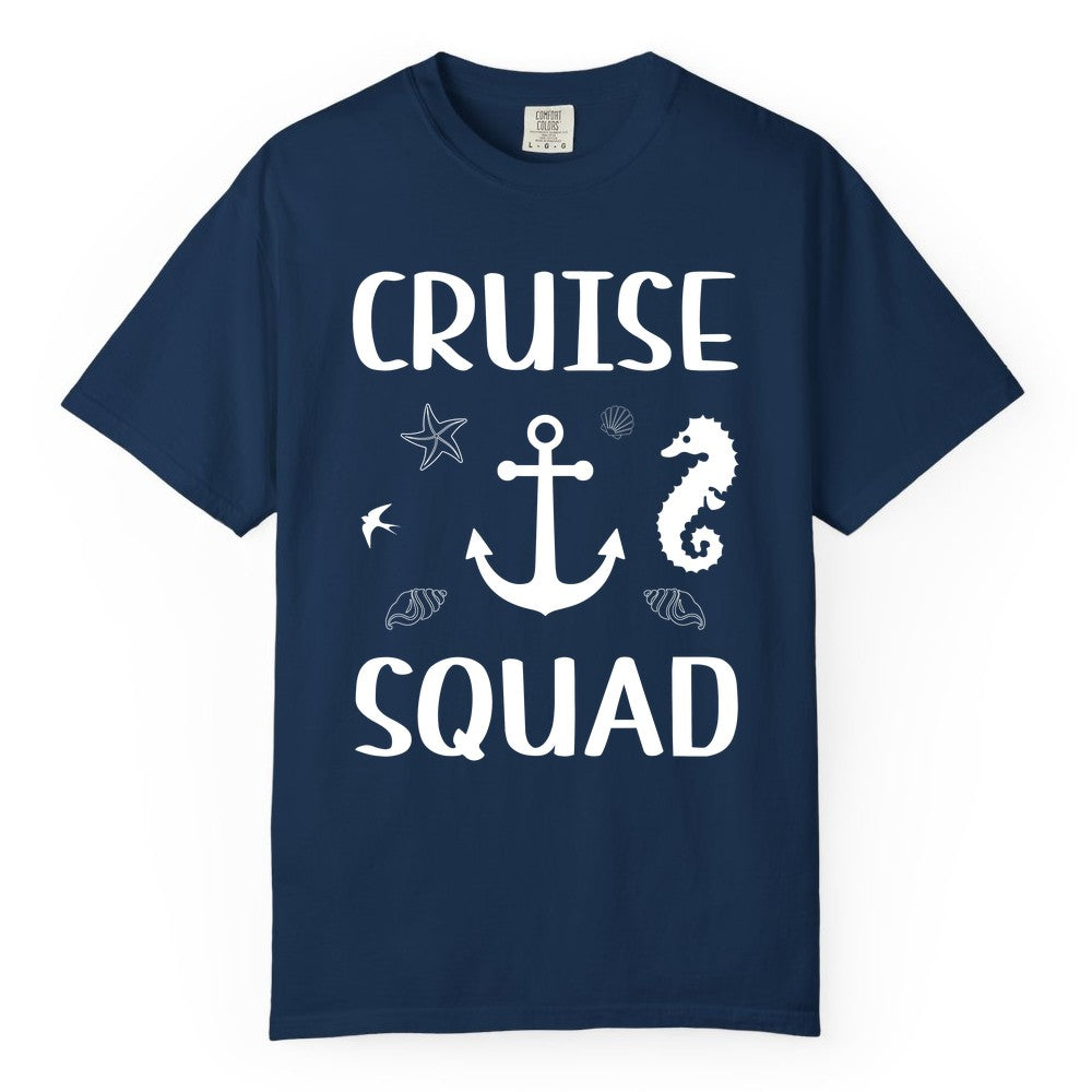 Cruise Squad Shirt - Nautical Group Shirt for Family Cruise Fun (Comfort Color) in Navy - Cruise Squad Shirt - Nautical Anchor Marine Animals Group Vacation Tee