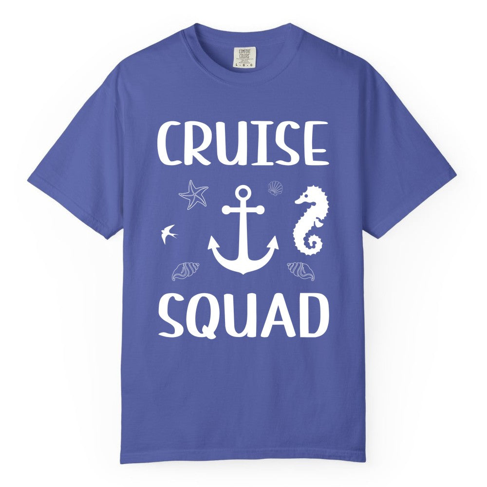 Cruise Squad Shirt - Nautical Group Shirt for Family Cruise Fun (Comfort Color) in Periwinkle - Cruise Squad Shirt - Nautical Anchor Marine Animals Group Vacation Tee