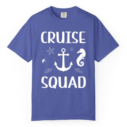 Cruise Squad Shirt - Nautical Group Shirt for Family Cruise Fun (Comfort Color) in Periwinkle - Cruise Squad Shirt - Nautical Anchor Marine Animals Group Vacation Tee