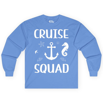 Cruise Squad Shirt - Nautical Group Shirt for Family Cruise Fun (Long Sleeve) in Carolina Blue - Cruise Squad Shirt - Nautical Anchor Marine Animals Group Vacation Tee
